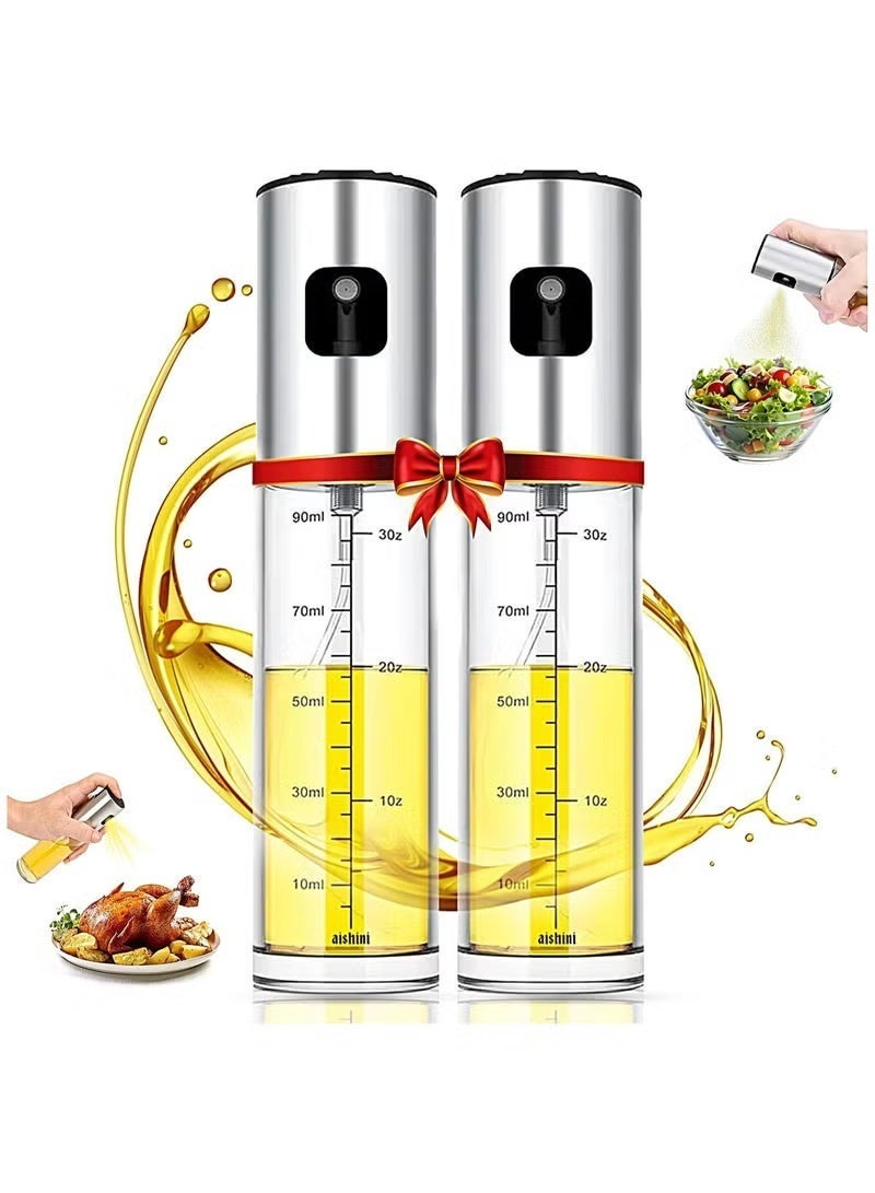 MOSH Oil Spray Bottle for Cooking (2PCS, 100ml Refillable Glass) – Premium Oil Sprayer for Air Fryer, Baking, Grilling & BBQ – Cooking Oil Spray Dispenser for Vinegar & Soy Sauce - Image 2